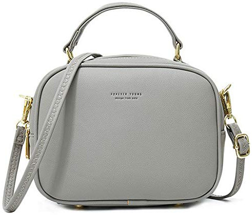 WANYIG Handy Umhängetasche Damen PU Leder Schultertasche Klein Reißverschluss Handtasche Crossbody Bag Frauen Brieftasche Cross-Body Tasche(Grau)