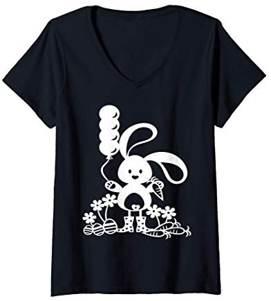 Damen Osterhasen-Ballons für Frauen, Männer und Kinder T-Shirt mit V-Ausschnitt