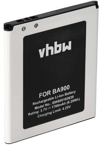 vhbw Batterie Compatible avec Sony Ericsson Xperia J, T LT29i, GX, TX LT29 téléphone Portable (1700mAh, 3,8V, Li-ION)