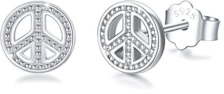 CUOKA MIRACLE Silber 925 Sterling Silber Hippie Ohrringe Unisex Schmuck Peace Sign Ohrringe für Damen Herren Zeichen