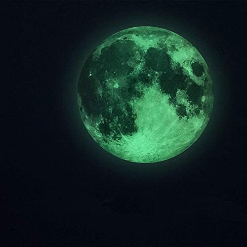 Alnicov Leuchtender Mond Wandaufkleber, 30 cm, leuchtet im Dunkeln, perfekte Deckenwanddekoration für Schlafzimmer, Wohnzimmer, Geburtstagsdekoration, Grün