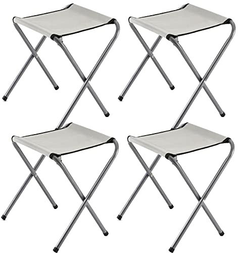 ZENO Folding Camping Stool Portable 4PCS | Small Fishing Chair | Foldable Camping Footstool | Lightweight Fishing Stool with Stable Flat Feet | Ideal for Camping Fishing Picnic Garden BBQ