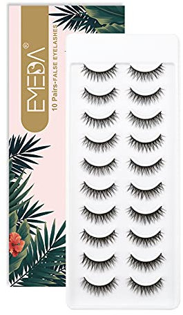 EMEDA Natürliche Falsche Wimpern Cat Wing Fake Lashes 3D Weiche und flauschige Falsche Wimpern Schwarzer Streifen Wimpern Dorisue Naturwimpern 10 Paar (SK 20)
