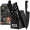 McCook® - Juego de cuchillos de acero inoxidable alemán con afilador integrado, color negro