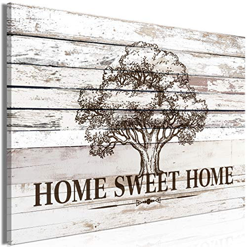 decomonkey Akustikbild Home 120x80 cm 1 Teilig Leinwand Modern Bilder Wandbilder XXL Schallschlucker Schallschutz Akustikdämmung Wandbild Deko Leise Holz Vintage Baum
