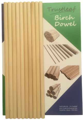 Trustleaf Lot de 10 chevilles en bois de bouleau 10 mm x 30 cm