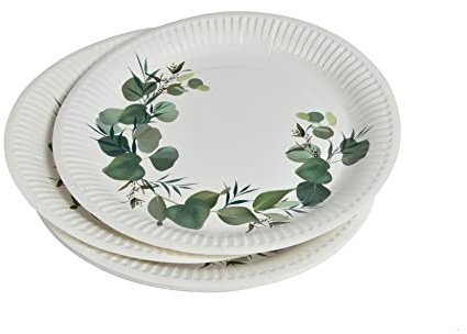 Lot de 10 Assiettes en Carton Eucalyptus 23cm Blanc