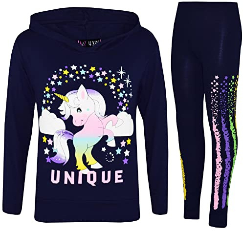 A2Z 4 Kids Girls Tracksuit Rainbow Unicron Dabbing Unicorn Floss Unique Hooded Top Legging Comfortable Lounge Wear Xmas Outfits Set Age 7-13 Years