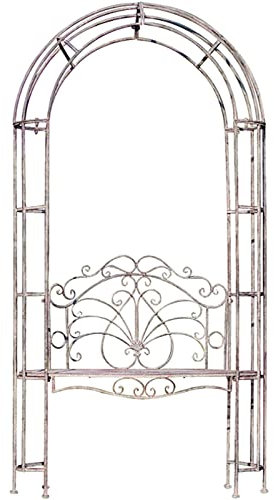 ZYFA Rosenbogen mit Bank,Gartenbogen Metall, Rankhilfe Gartenbank, Rosen Torbogen Rankgitter Pergola Laubengang Kletterhilfe für Kletterpflanzen