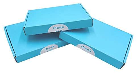 Crafty Cat 10Pcs Coloured Cardboard Gift Boxes with 10Pcs Thank You Self Adhesive Stickers Blue Mailing Postal Shipping Gift Boxes Letterbox