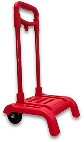 RAYLU PAPER - Carrello porta zaini scuola pieghevole, leggero e resistente con ruote in gomma e maniglia estraibile, carrello per zaini scolastici dimensioni 86 x 27 x 26 cm (Rosso)