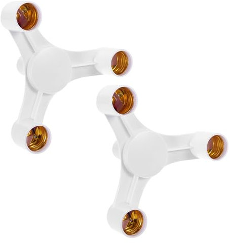 VILLCASE 2 Stück 3 IN 1 E27 Sockel Splitter Adapter, Lampenfassung Adapter E27, Weiß E27 Splitter, Einfache Installation, für Verschiedene Lichtanforderungen, E27 Sockel, 3-fach Splitter-adapter