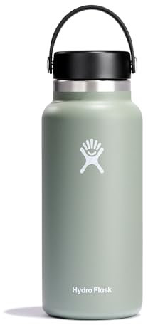 HYDRO FLASK - Trinkflasche 946ml (32oz) - Isolierte Wasserflasche aus Edelstahl - Sportflasche mit auslaufsicherem Flex Cap-Deckel & Gurt - Thermoflasche Spülmaschinenfest - Größe Öffnung - Agave