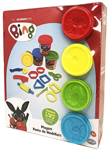 ODS TOYS- Bing Paste da Modellare Giocattolo Prima Infanzia per Bambini. Stimolano creatività e Manualità, Colore Rosso, Giallo, Verde, Blu, 48452