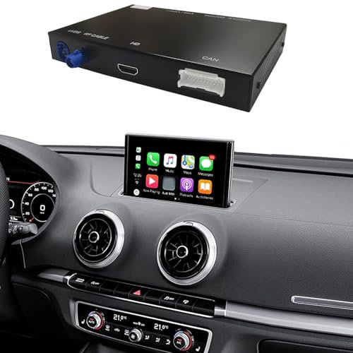 Retrofit Kit Decodificador con CarPlay inalámbrico y Android Auto para Audi A3/S3 2013-2018,Soporta Mimrorlink, Youtube, GPS cámara de visión Trasera, Siri