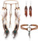 3 Stück Hippie Schmuck,Feder Kopfschmuck,60er 70er 80er Jahre Bekleidung Damen,Vintage Boho Hippie Schmuck mit Stirnband Halskette,2 Ohrring,Tribal Kopfschmuck im Stil der Amerikanischen Ureinwohner