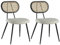 Happy Garden Vintage-Esszimmerstuhl Elena aus Rohrgeflecht und ungebleichtem Schlingenstoff, Schwarze Metallbeine