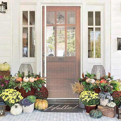 Zanzariera porta porta zanzariera zanzariera porta scorrevole a rullo, 215x235cm con telaio completo e pesi cuciti, kit, bianco