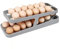 Eierhalter für Kühlschrank, 2 Etagen Rollender Eier Aufbewahrung Kühlschrank, Rutschfeste Unterseite Kühlschrank Organizer Eier (2 Etage, Grau)