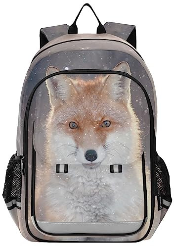 YOUJUNER Kinder Schulrucksack Winter-Schnee-Fuchs Schulranzen Schultasche Sporttasche Backpack für Mädchen Jungen