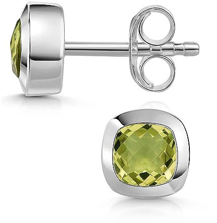 Materia Peridot Ohrringe Silber 925 Damen Ohrstecker eckig SO-340-Peridot