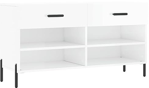 vidaXL Schuhbank Hochglanz-Weiß 102x35x55 cm Holzwerkstoff