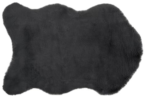 CB Home & Style Kunstfell Dekofell Teppich rosa grau Taupe Creme Sitzkissen Lammfellimitat Felloptik Verschiedene Größen Herz Wolke Tischläufer Läufer (Anthrazit, 60 x 90 cm)