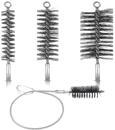 Nuenen 4 Pezzi Set di Spazzole per Tubi di Stufa 30 mm 50 mm 80 mm Scovolo per Caminetto Pulizia di Caldaia Spazzacamino con Asta Flessibile Scovolino per Camino Attrezzi per Pulire Canna Fumaria