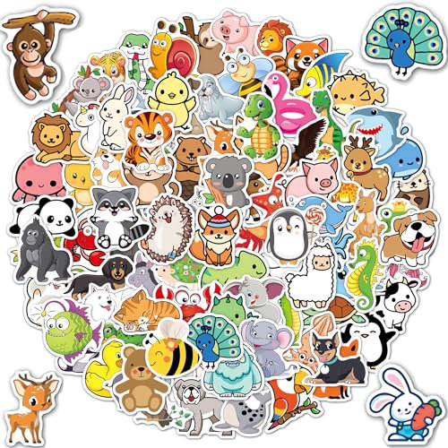100 Stücke Tiere Aufkleber für Kinder - Wasserfest, Lustige Tiermuster, Lernende Tiere Im Spiel - Sticker für Jungen und Mädchen