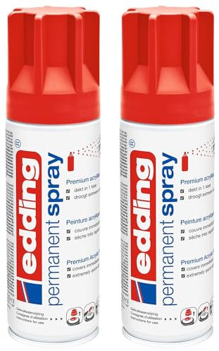 EDDING Lot de 2 Sprays Peinture Acrylique Permanent 5200 Rouge Mat