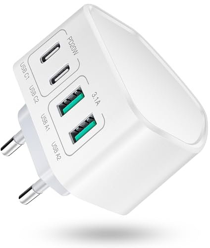 USB C Ladegerät, Acezeek 40W 4 Ports USB Mehrfach Ladegerät, Schnellladegerät PD 3.0 Power Adapter mit USB-C/USB-A Netzteil für iPhone 15/14/13/12,Samsung