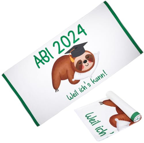IMPPTE Abitur 2024 Geschenke Faultier Handtuch Abi 2024 Badetuch Strandtuch Strandlaken 80x160cm Pool Strandtücher Duschtuch Badehandtuch für Abschlussfahrt Geburtstag Dusche Schwimmen