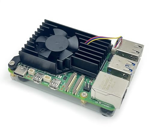 Awxlumv Active Cooler for Official Raspberry Pi 5 with 30mm PWM 4-Pin Cooling Fan Pi 5 Heatsink with Thermal Tape And Acrylic Base Plates