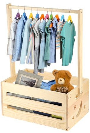Armoire Bois Fête Prénatale, Placard Élégant Fête Prénatale Porte-Vêtements Polyvalent Bois Panier Rangement Pratique Fête Prénatale Fêtes Prénatales Nouveaux Parents et Essentiels Nouveau-Nés