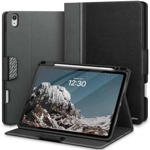 KingBlanc Hülle für iPad Air 13 Zoll (M3 2025/M2 2024) mit eingebautem Stifthalter, PU-Leder Smart Stand Cover, kompatibel mit Pencil Pro/USB-C, mehrere Betrachtungs und Zeichenwinkel, Schwarz