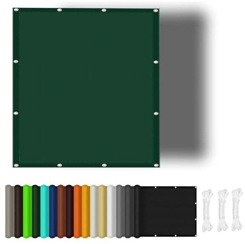 Sonnensegel Wasserdicht Rechteckig mit Ösen 1.4 x 1.4 m PES Polyester mit UV Schutz Wasserdicht Rechteckig Balkon Sichtschutz für Outdoor Partys, Dunkelgrün