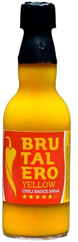 Brutalero Scorpion Yellow 100 ml – Salsa Picante Fermentada Ultra Fuerte – 80 % Fatalii y Trinidad Scorpion Yellow – Artesanal de Croacia