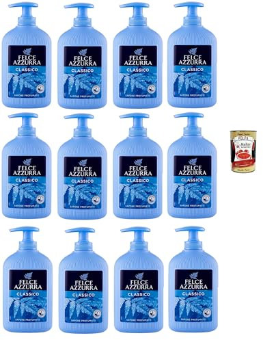 Felce Azzurra Classico Flüssigseife – 12×300 ml (3,6 L) – ikonischer Duft, milde pH-hautfreundliche Formel für häufiges Händewaschen, Pumpspender, Familien- & Büro + Italian Gourmet polpa