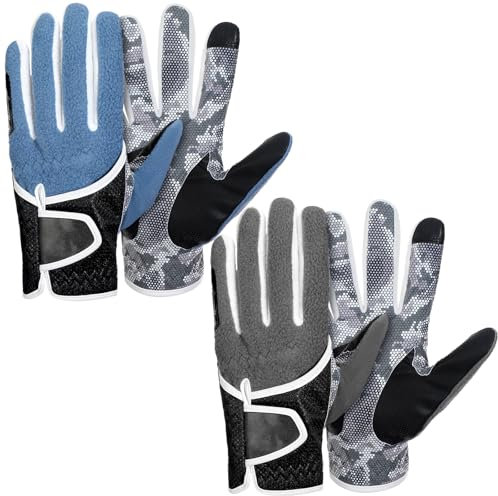 Geyoga 2 Paar Winter-Golfhandschuhe für Herren, kaltes Wetter, Regen, Golfhandschuhe, groß, verstellbar, winddicht, wasserdicht, Thermo-Fleece-Handschuhe für Winter, Golf, Größe L