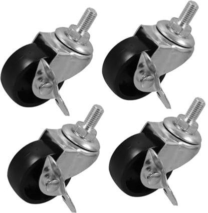 Cabilock 4 Stück Schwarze Pp-lenkrollen Mit Gewindestange 1 5 Zoll Stabile Möbelrollen Mit Kantenbremse Ersatz Für Tische Pflanzenständer Bücherregale