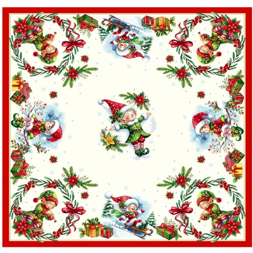 IL MAGGIOLINO | Weihnachten Tischdecke, Tischwäsche Winter Xmas Küche Tisch Dekoration 100x100 cm, Gobelin Stoff Piper Fantasy, Made in Italy