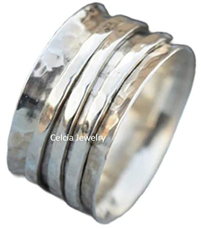 Spinnerring aus reinem 925er Sterlingsilber, Meditationsring, atemberaubender Ring, Angstring, Zappelring, einzigartige Hochzeitsgeschenke für Männer und Frauen, Ring mit Muttertagsgeschenken