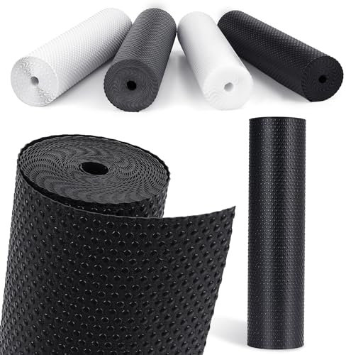 MooiFun Drawer Liners, Waterproof Shelf Liner, Anti-Slip Non-Adhesive BPA Free Kitchen Cupboard Cabinet Liner Refridge Fridge Mats Sink Protector Strong Durable for Home (Black/50cm x 610cm)