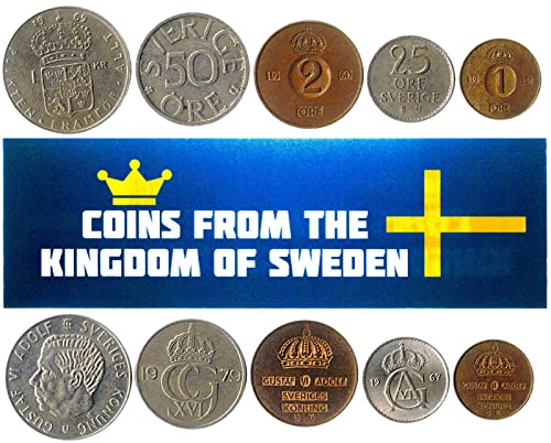 Sweden 5 Mixed Coins | 1 Ore to 1 Krona | Swedish Currency Since 1950