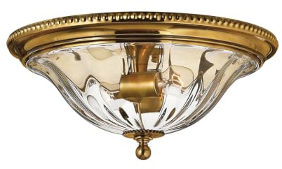 Moderne Deckenleuchte Cambridge Messing brüniert Glas 2 Leuchten E27