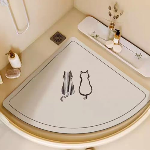 Tapis De Bain Incurvé Antidérapant for Douche d'angle, Triangle, en PVC(D,80x80cm(32x32inch))
