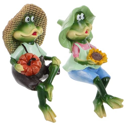 CANIGHT 2 Stück Harz Froschpaar Dekofigur Sitzende Frosch Figuren Tischdeko Gartenornament