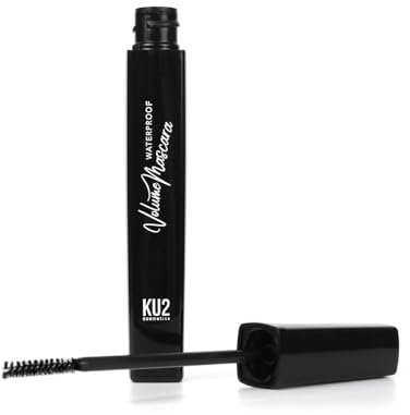 KU2 Cosmetics Wasserfeste Volumen Mascara, Schwarze Wimperntusche, Langanhaltend und Pflegend