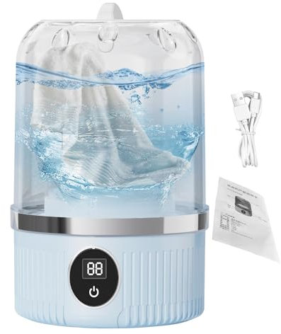 Petite machine à laver, machine à laver compacte, 3 programmes de lavage, lavage rapide, appareil rechargeable pour camping-car, dortoir, petit appartement, maison