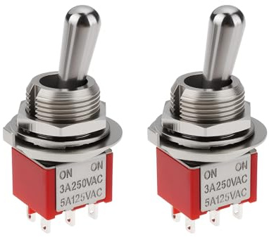 ECSiNG 2 Stücke 2-Wege 6-Pin Kippschalter MTS-202 3A 250VAC DPDT für Gitarre Bass
